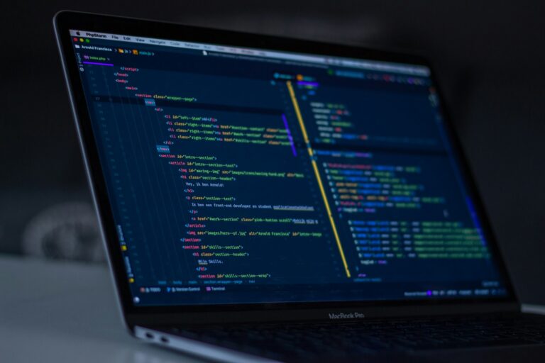 Abstract code visualization representing AI development