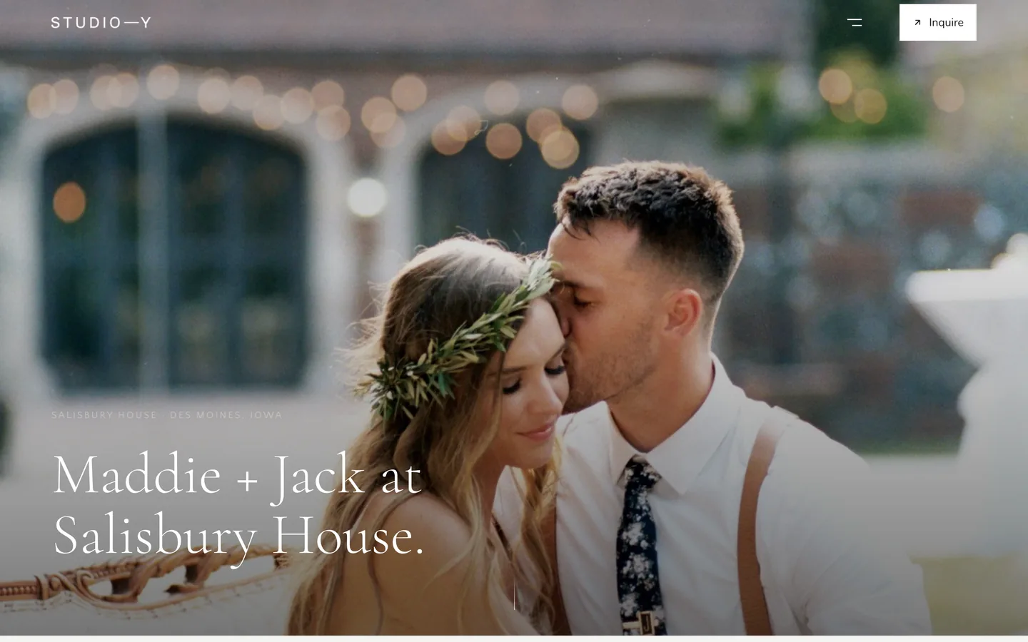 A wedding story page on the Studio Y website